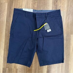 Men's Flat Front Navy Cotton Shorts